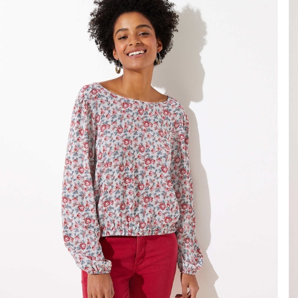 NWT Loft paisley wrap back cropped top.
